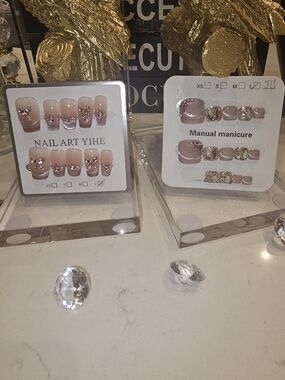 Purple-violet Rhinestone Manicure & Pedicure Press-On Nails Salon Quality Finsh.